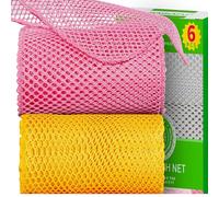 LIBRNTY 6 Piezas Malla para Lavar Platos,Toallas Cocina Microfibra,Paño de Limpieza magico,Estructura de Malla de fácil Cuidado,para Todo Acero Inoxidable,Silicona,Vidrio (Rosa Amarillo)