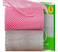 LIBRNTY 6 Piezas Malla para Lavar Platos,Toallas Cocina Microfibra,Paño de Limpieza magico,Estructura de Malla de fácil Cuidado,para Todo Acero Inoxidable,Silicona,Vidrio (Rosa Gris)