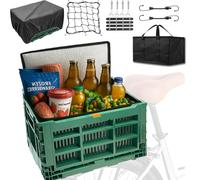 LIBRNTY Cesta Bicicleta Delantera,Malla Metálica para Bicicleta,Bolsas Bicicletas Traseras,Desmontable,Multiusos,Fácil Instalar para Diferentes Bicicleta Plegable y Mountain Bike((Verde)