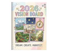 Libro 2026 Vision Board - Planificación de 12 meses - Libro de arte de clip - Para estudiantes, empresarios, profesores, líderes de equipo, año nuevo, taller, oficina, hogar, aula, temático