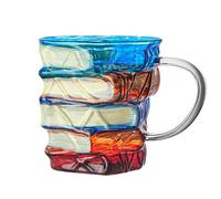 Libro - 8,5 cm/3,35 pollici Tazze da Caffè Dipinte a Mano a Forma di Libro | Bicchiere da Bevanda Calda per Lettori, Regalo Compleanno Bibliotecari Scrittori, Decorazione Casa