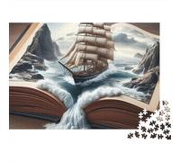 Libro Abierto Barco de Vela Puzzle de 1000 Piezas Papel para Adultos Aventura Marina Puzzle para Toda la Familia 52x38cm/1000pcs