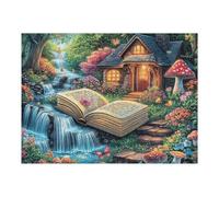 Libro Abierto cabaña de Hongo Bosque Naturaleza Salvaje Puzzle 500 Piezas Educativo Familiar Rompecabezas 3D para Toda La Familia Aliviar Estrés Decoración Hogar Portátil 500 PCS