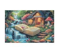 Libro Abierto cabaña de Hongo Bosque Naturaleza Salvaje Puzzles 1000 Piezas Alivio Estrés Familiar Rompecabezas 3D para Toda La Familia Juguete Educativo Desafío Intelectual 1000 PCS