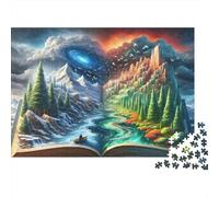Libro Abierto Escena Natural Puzzle de 1000 Piezas Papel para Adultos Paisaje de Río Juego de Puzzle para Toda la Familia 38x26cm/1000pcs