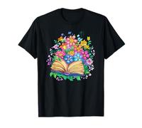 Libro Abierto rodeado de Flores de Primavera Coloridas florecen Camiseta