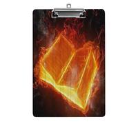 Libro Ardiente en Mundo de Fuego, Misterio Negro, Portapapeles Acrílico, Tamaño Carta, Clip Metálico, Tablero de Escritura Resistente, Portadocumentos de Plástico Duro para Oficina, Hogar y Lugar de