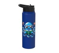 Libro Bibliotecario Mar Océano Calamar Gigante Divertido Lectura Pul Stainless Steel Insulated Water Bottle
