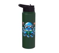 Libro Bibliotecario Mar Océano Calamar Gigante Divertido Lectura Pul Stainless Steel Insulated Water Bottle