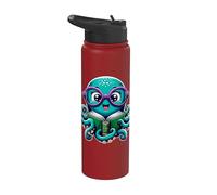 Libro Bibliotecario Mar Océano Calamar Gigante Divertido Lectura Pul Stainless Steel Insulated Water Bottle