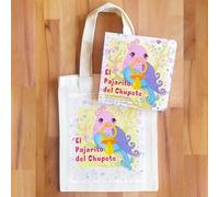 LIBRO + BOLSA TOTE. Pack, perfecto para regalo, de EL PAJARITO DEL CHUPETE: (El cuento definitivo para dejar el chupete) + (Bolsa de algodón resistente para niños)