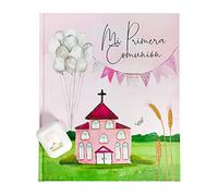 Libro Comunión Iglesia Rosa + Auriculares inalámbricos con Bluetooth| Medidas Libro 29 x 24 cm| Arguval