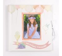 Libro comunión niña Globos con Portada Personalizable con tu Foto| Medidas Libro 29 x 27 cm, tamaño Foto 10 x 15 cm| Arguval