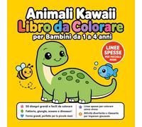 Libro da Colorare Animali Kawaii per Bambini da 1 a 4 Anni: 50 Disegni Adorabili, Grandi e Semplici da Colorare | Fattoria, Giungla, Oceano, Dinosauri ... Manine (Album da Colorare per Piccole Mani)