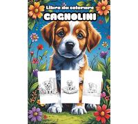 Libro da colorare - Cagnolini da colorare - Disegni in bianco e nero di cagnolini carini da colorare - Per bambini da 3 a 8 anni