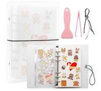 Libro de 80 hojas para coleccionar pegatinas, álbum de calcomanías reutilizables con pinzas y espátula