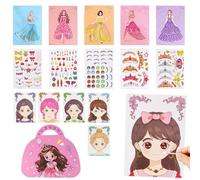 Libro de actividades de maquillaje - Creative Dhabing Sticker Book | Juego de manualidades Princess Paper Art | Papel educativo Art Craft Game Fun for Rainy Days, Travel Accessoriess