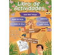 Libro de actividades para niños y niñas de 7 a 10 años-. Lógica, deducción y vocabulario ingles: Juegos educativos - reino animal