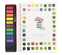 Libro de acuarela con acuarela, libro de trabajo de acuarela para principiantes, 12 colores, juego de acuarelas con pincel, libro de acuarela portátil para niños y adultos