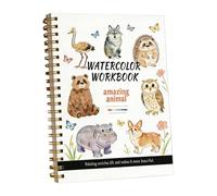 Libro de acuarela de animales - Libro de ejercicios para colorear, libro de arte con diseños predibujados, herramienta creativa, aprendizaje de bocetos, actividad de pasatiempo para adultos