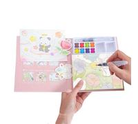 Libro de acuarela, libro de acuarela, libro de acuarela, juego de prácticas de colorear, 24 páginas con pincel, juguetes para actividades infantiles para principiantes