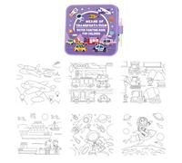 Libro de acuarela para niños, herramientas de pintura portátiles reutilizables de dibujos animados, libro de práctica de acuarela, para viajes, hogar, manualidades, coche, escritorio, estudio