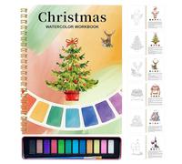 Libro De Acuarela Para Principiantes - Juego Para Adultos Con 12 Colores | Libro De Trabajo Kit Artístico Suministros Pâra Colorear | Aprendizaje Escuela Hogar Viajes Lecciones Di Arte Ocio Creativo