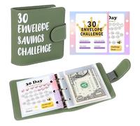 Libro de ahorro de dinero para 30 días Envelope Saving Challenge, carpeta con 30 sobres de dinero, tamaño A8, planificador presupuestario, ahorro de dinero, carpeta de presupuesto para niños para
