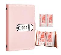 Libro de ahorro de dinero, tapa de cuero A6, cerradura de combinación, 100 sobres, libro de desafío para ahorrar dinero, para presupuesto, gastos financieros, niños, adultos, hogar, apartamento