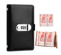 Libro de ahorro de dinero, tapa de cuero A6, cerradura de combinación | Libro de desafío de ahorro de 100 sobres | para pago de gastos financieros de facturas para niños y adultos, hogar, apartamento