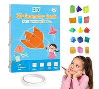 Libro de aprendizaje de geometría 3D, libros educativos sólidos de bricolaje, juegos de formas geométricas para principiantes con 15 modelos geométricos sólidos, juego de entrenamiento de pensamiento