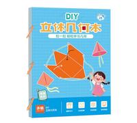 Libro de aprendizaje de geometría - Papel de 29,7 x 21 cm | Modelos geométricos sólidos | Herramienta de enseñanza interactiva para niños, formas de matemáticas, libro de cuerda de tracción, aula