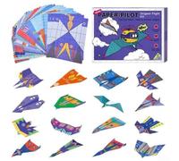 Libro de avión de papel de Leven que proporciona orientación paso a paso para ayudar a los usuarios a crear aviones únicos y aumentar la imaginación (48 piezas)