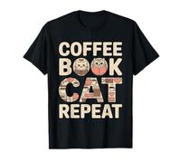 Libro de café Cat Repeat Cute Cozy Cat Lover Camiseta