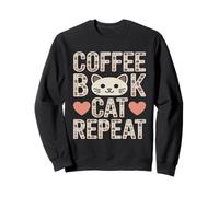 Libro de café Cat Repeat Cute Cozy Cat Lover Sudadera