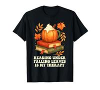 Libro de café de la Temporada de otoño de Lectura bajo Hojas Que Caen Camiseta