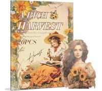 Libro de calcomanías, 20 hojas de calcomanías de PET vintage para álbumes de recortes, diario basura, efemera y manualidades decorativas, calcomanías de diseño floral precortadas, una cosecha rica