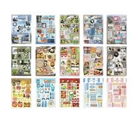 Libro de calcomanías retro japonés, 30 hojas de calcomanías de diseño vintage para álbumes de recortes, diario, manualidades, decoración de teléfono y manualidades decorativas (mar)