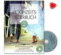 Libro de canciones de boda banda 2 - 20 melodías románticas de clásico y pop para el día más bonito en la vida - Libro de notas con CD y colorido clip para partituras en forma de corazón - BOE7894
