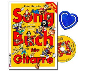 Libro de canciones para guitarra de Peter Bursch's Band 1 - Una gran colección de canciones de rock y pop fáciles de tocar y cantar - con CD y pinza de color en forma de corazón