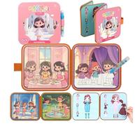 Libro de Colorear con Agua Mágico Princesas, 2 en 1 Reutilizable Libro de Pintura con Agua y Juego de Vestir con Velcro, Juguete Educativo de Viaje para Niñas de 3 a 6 Años