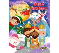 Libro de Colorear ¡Feliz Navidad! 85 pag. Los Tres Reyes Magos, Papá Noel, Casitas, Árboles de Navidad, Portal de Belén, Duendes, Muñecos de nieve..