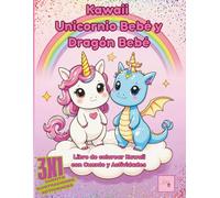 Libro de Colorear Kawaii Criaturas Fáciles: Unicornios y Dragones: Actividades de Colorear para Niños y Adultos