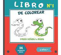 libro de colorear para niños 4 años: N°1 - Aprender a dibujar y colorear - Libro de colorear para niños y niñas con 36 dibujos de animales - Regalo ideal para los niños pequeños