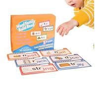 Libro de construcción familiar de palabras: juegos de aprendizaje en papel de 650 g, tarjetas flash de fonética, juguetes de vocabulario de sonidos de letras, herramienta educativa para el aula | Kits