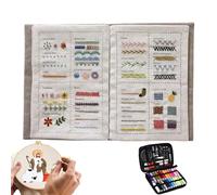 Libro de costura, libro de bordado, libros de coser de tela de lino, mejorar sus habilidades de costura, mini libros de bordado creativos, guía de ejercicios de punta de aguja portátil para