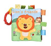 Libro de cuentos de tela suave para bebés con sonajeros, desarrollo visual educativo temprano Libros de tela de baño para bebés lavables a prueba de roturas(León)