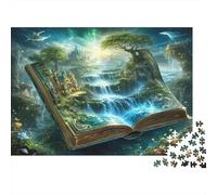 Libro de Cuentos Mágicos Puzzle de 1000 Piezas Papel para Adultos Cascada Fantástica Bosque Relajación Decoración Hogar Regalo 38x26cm/1000pcs