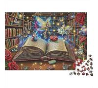 Libro de Cuentos Mágicos Puzzle de 1000 Piezas Papel para Adultos Escena de Biblioteca Fantástica Juego de Puzzle para Toda la Familia Decoración Hogar Regalo Relajante 52x38cm/1000pcs