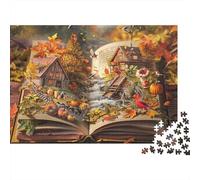 Libro de Cuentos Puzzle de 1000 Piezas para Adultos Pueblo Otoñal Río Relajación Decoración Hogar Regalo 38x26cm/1000pcs